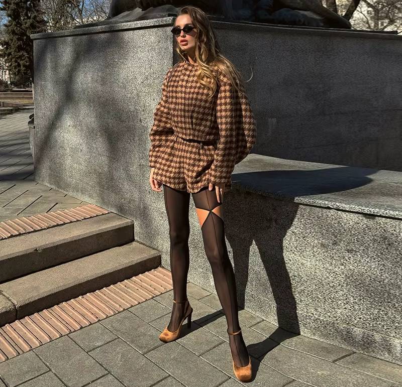 Casual Full Sleeve Zipper Jacket High Waist Pockets Shirt And Shorts 2 Piece Suit