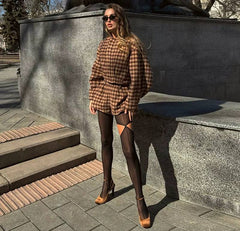 Casual Full Sleeve Zipper Jacket High Waist Pockets Shirt And Shorts 2 Piece Suit