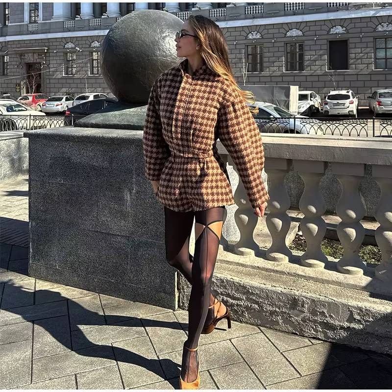 Casual Full Sleeve Zipper Jacket High Waist Pockets Shirt And Shorts 2 Piece Suit
