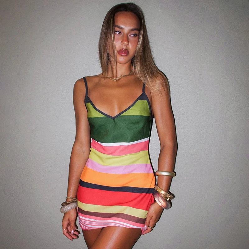 Casual Strapless Print V-Neck Slim Streetwear Dress