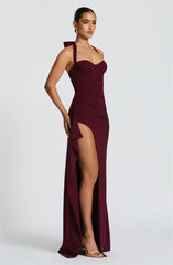 Casual Halter Backless Lace-up Sleeveless High Waist Split Bodycon Maxi Dress