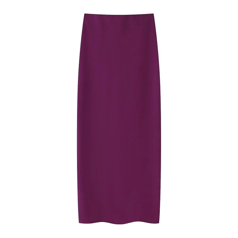 Casual Halter Crop Top Long Ruched Tight Pencil Skirt And Top Two Piece Set