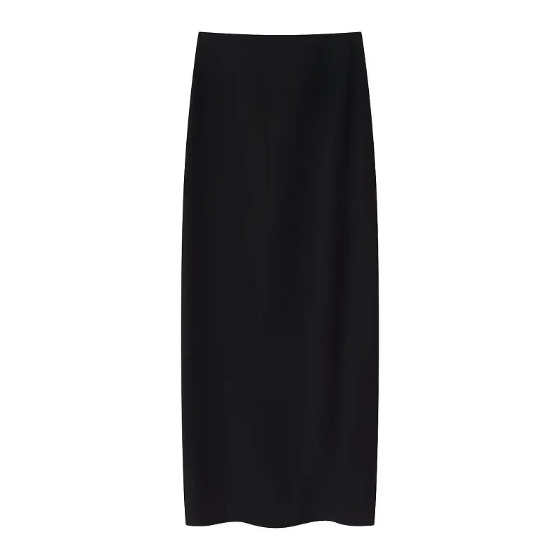 Casual Halter Crop Top Long Ruched Tight Pencil Skirt And Top Two Piece Set
