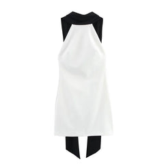 Casual Halter Zipper Backless Synthetic fiber off Shoulder Mini Dress