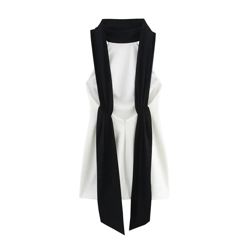 Casual Halter Zipper Backless Synthetic fiber off Shoulder Mini Dress