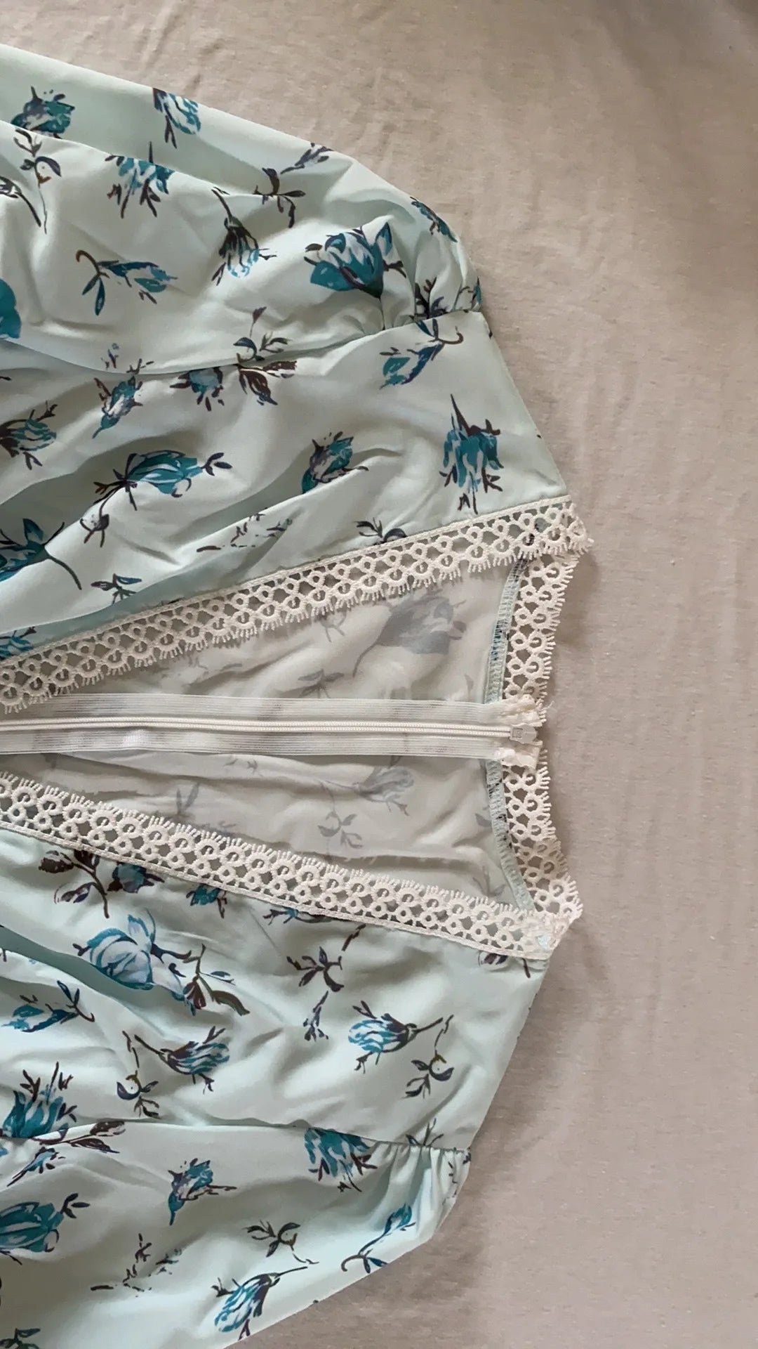 Casual High Waist A-Line  Floral Print Long Sleeve V Neck Mini Dresses