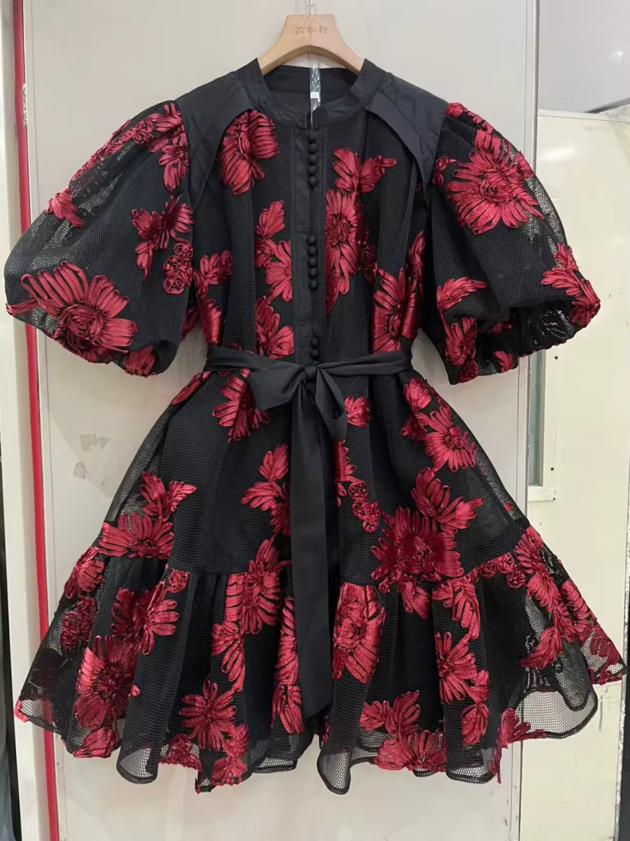 Casual High Waist Temperament Button Lapel Short Sleeve Mini Dresses