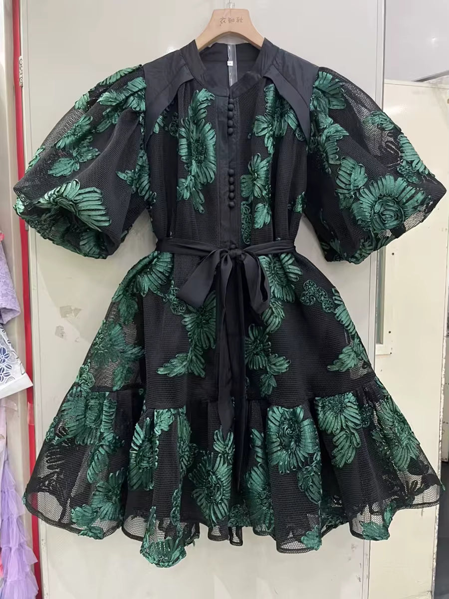 Casual High Waist Temperament Button Lapel Short Sleeve Mini Dresses