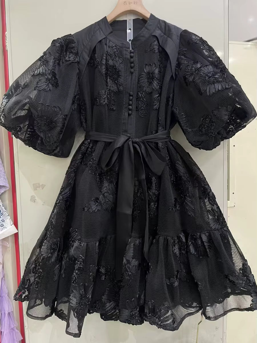 Casual High Waist Temperament Button Lapel Short Sleeve Mini Dresses