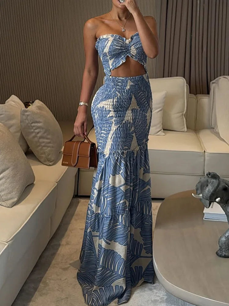 Casual Hollow Out Patchwork Chic Party Vestidos Maxi Dress