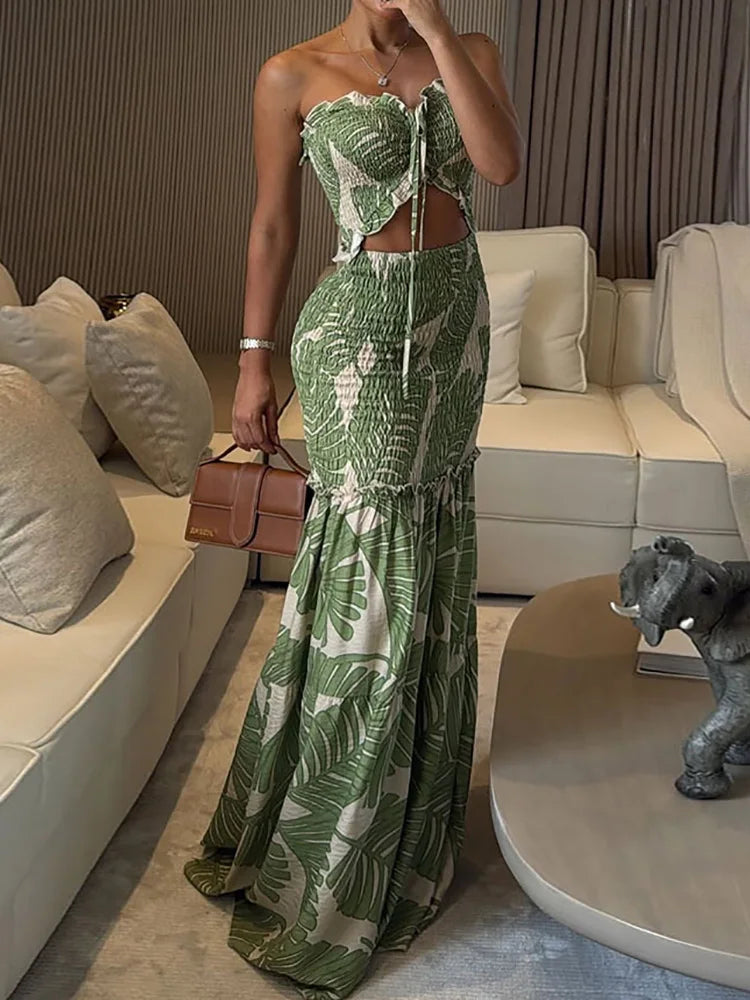 Casual Hollow Out Patchwork Chic Party Vestidos Maxi Dress