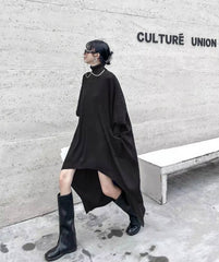 Casual Irregular Style Turtleneck Loose Sweater Dress