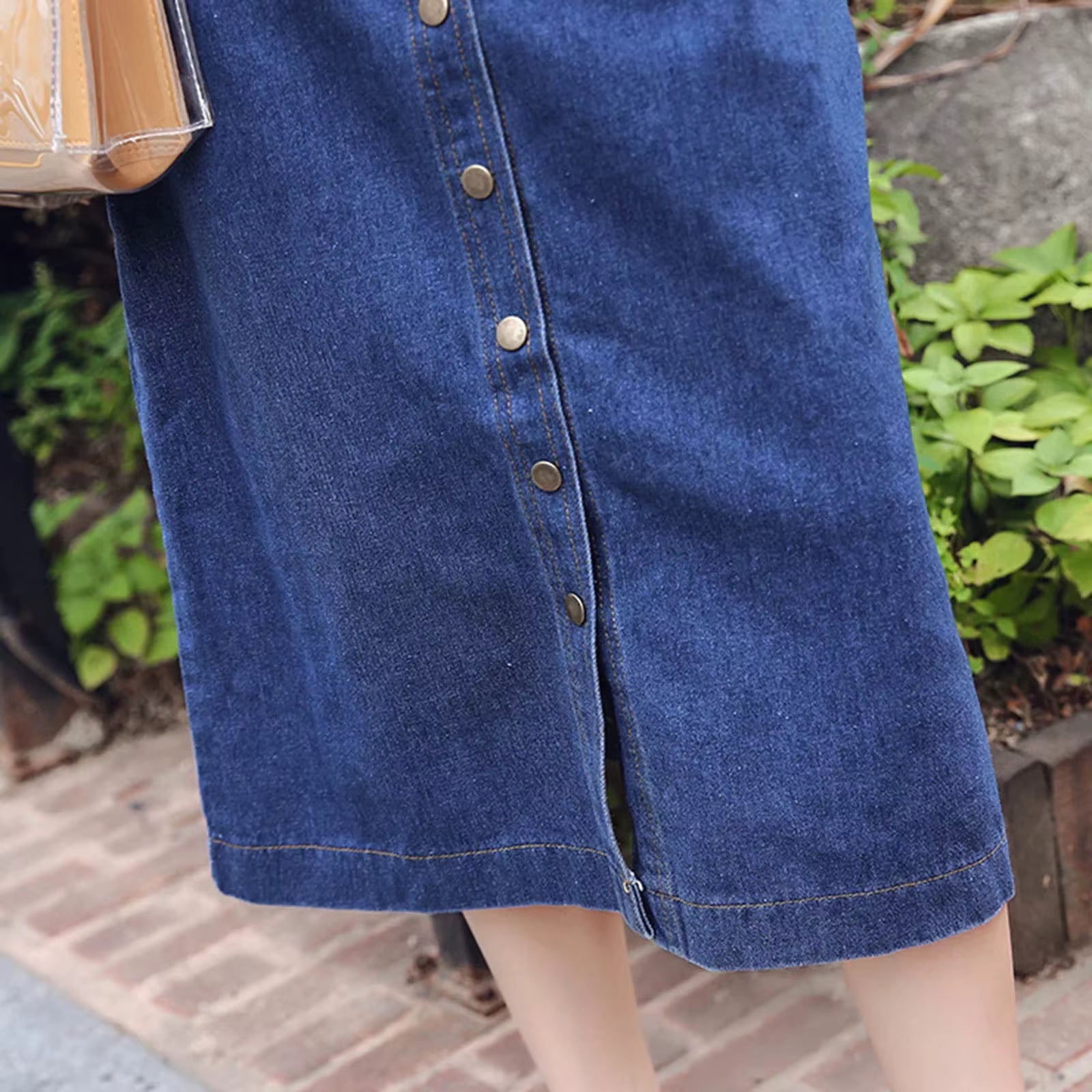 Casual Knitted Single Breasted Denim Regular Fit Midi Jumpsuit