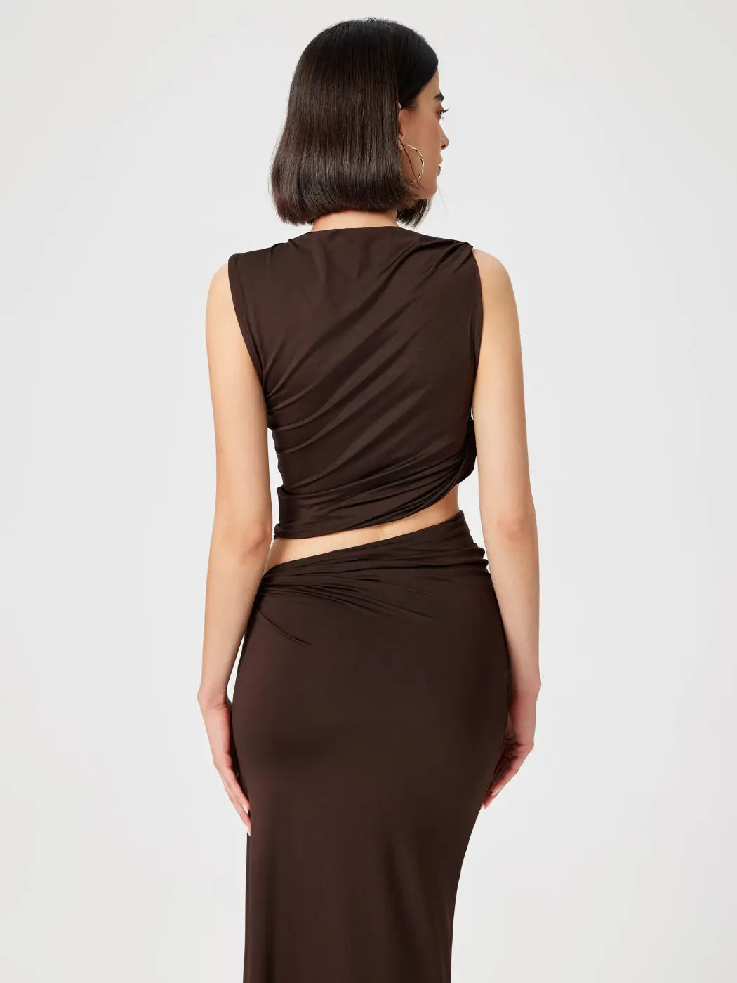 Casual Knitted Solid Color Slim Sleeveless Pullover Vacation Long Skirt Set