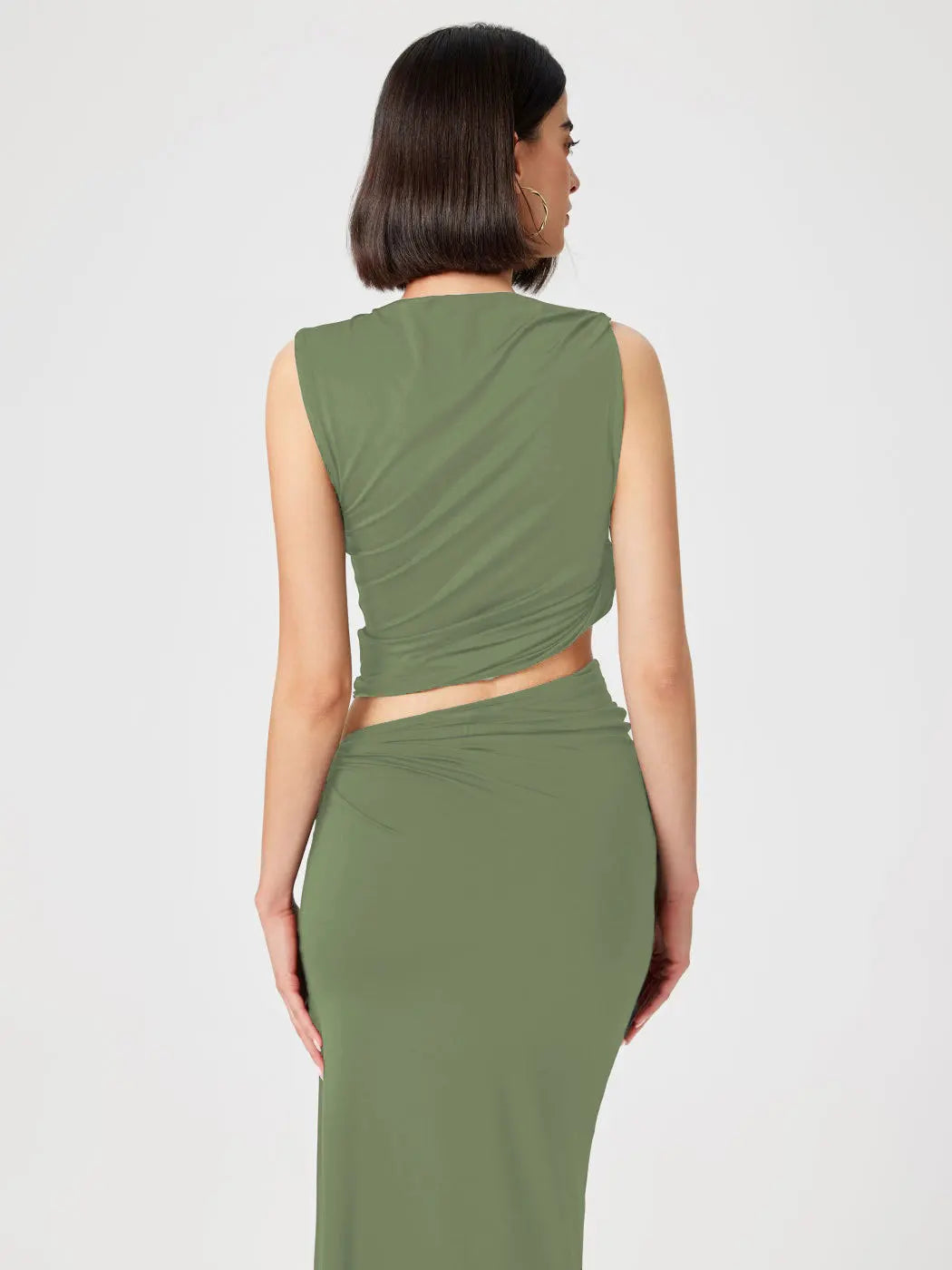 Casual Knitted Solid Color Slim Sleeveless Pullover Vacation Long Skirt Set