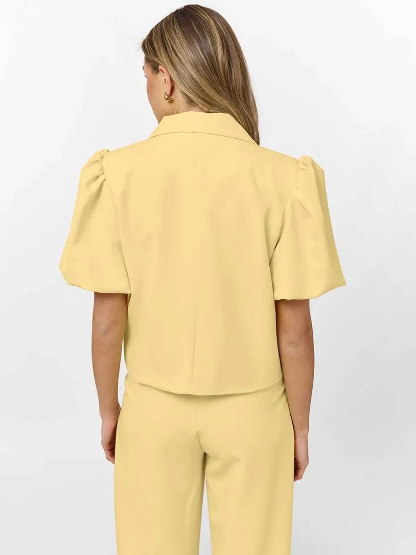 Casual Lapel Short Sleeve Single Button Shirts High Waist Straight Pants Sets