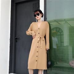 Casual Long Sleeve Button Jumper Loose Sweater Dresses