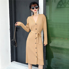 Casual Long Sleeve Button Jumper Loose Sweater Dresses