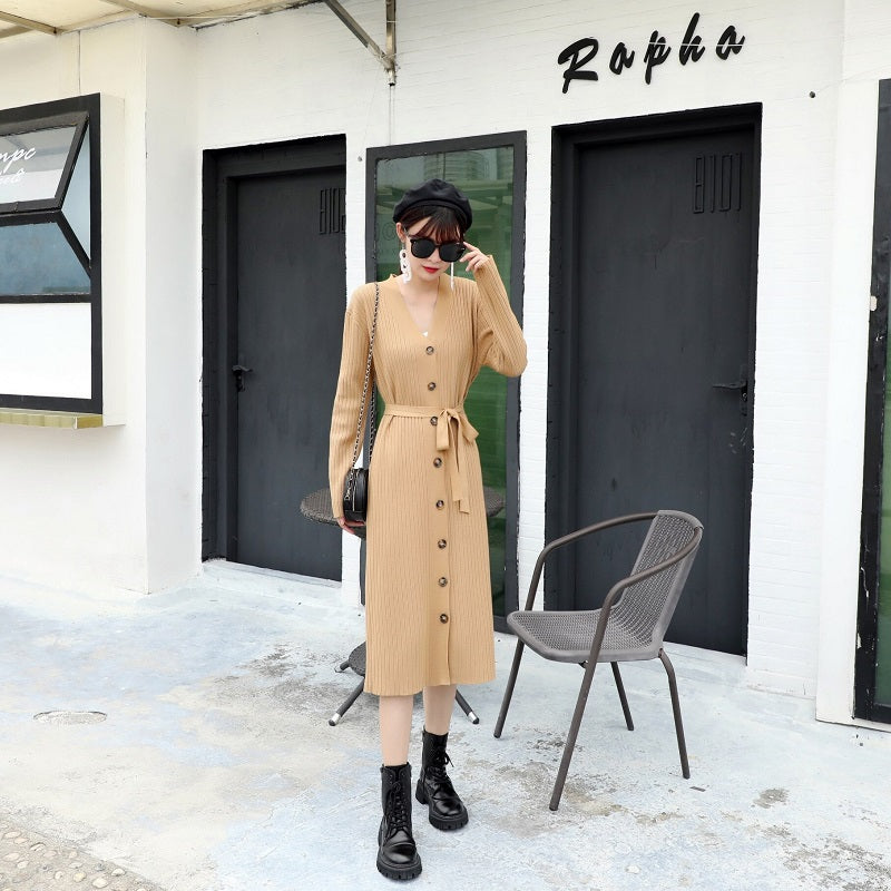 Casual Long Sleeve Button Jumper Loose Sweater Dresses