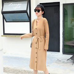 Casual Long Sleeve Button Jumper Loose Sweater Dresses