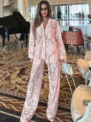 Casual Long Sleeve Button Shirts And High Waist Straight Trousers 2 Piece Set