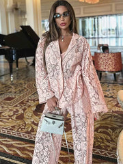 Casual Long Sleeve Button Shirts And High Waist Straight Trousers 2 Piece Set
