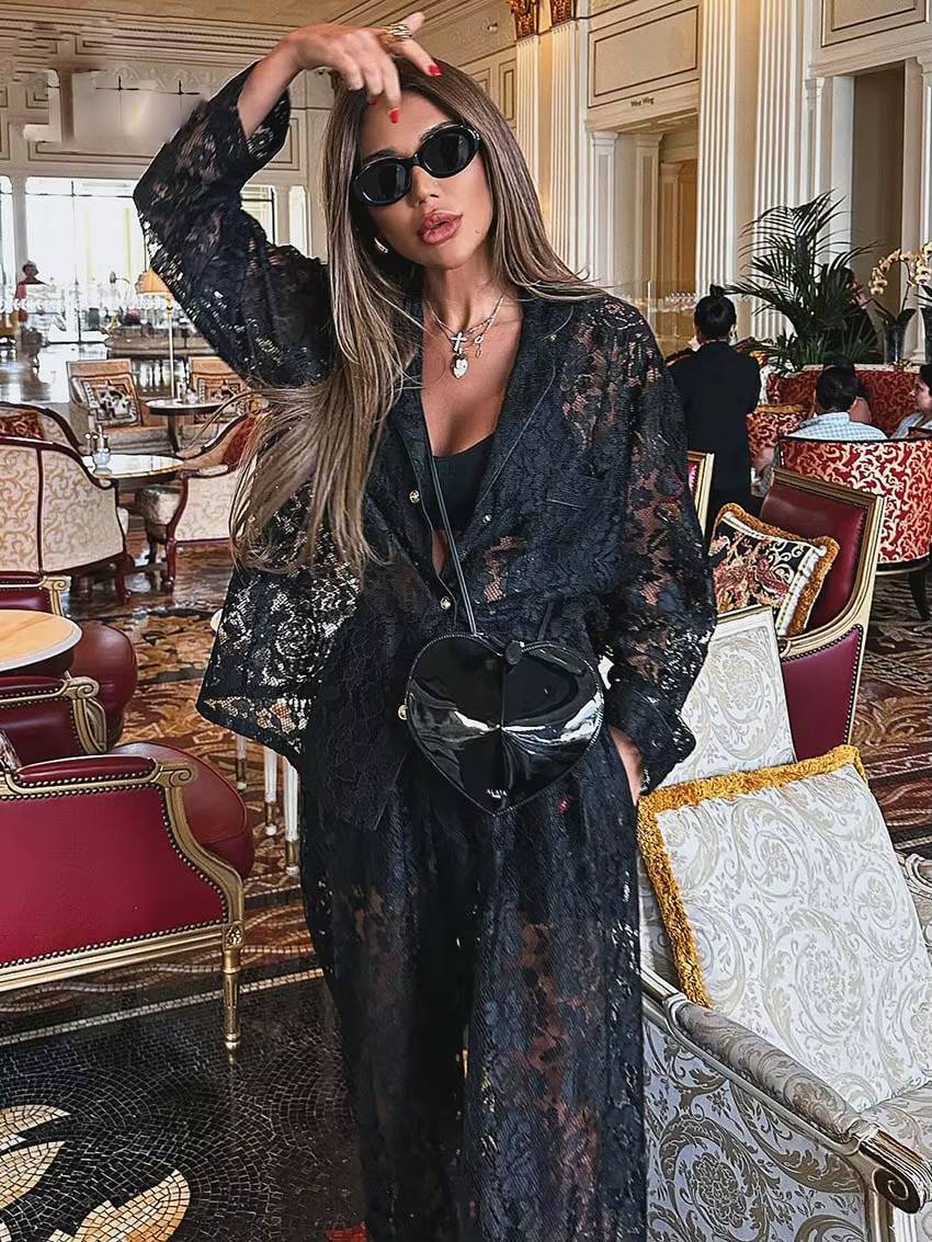 Casual Long Sleeve Button Shirts And High Waist Straight Trousers 2 Piece Set