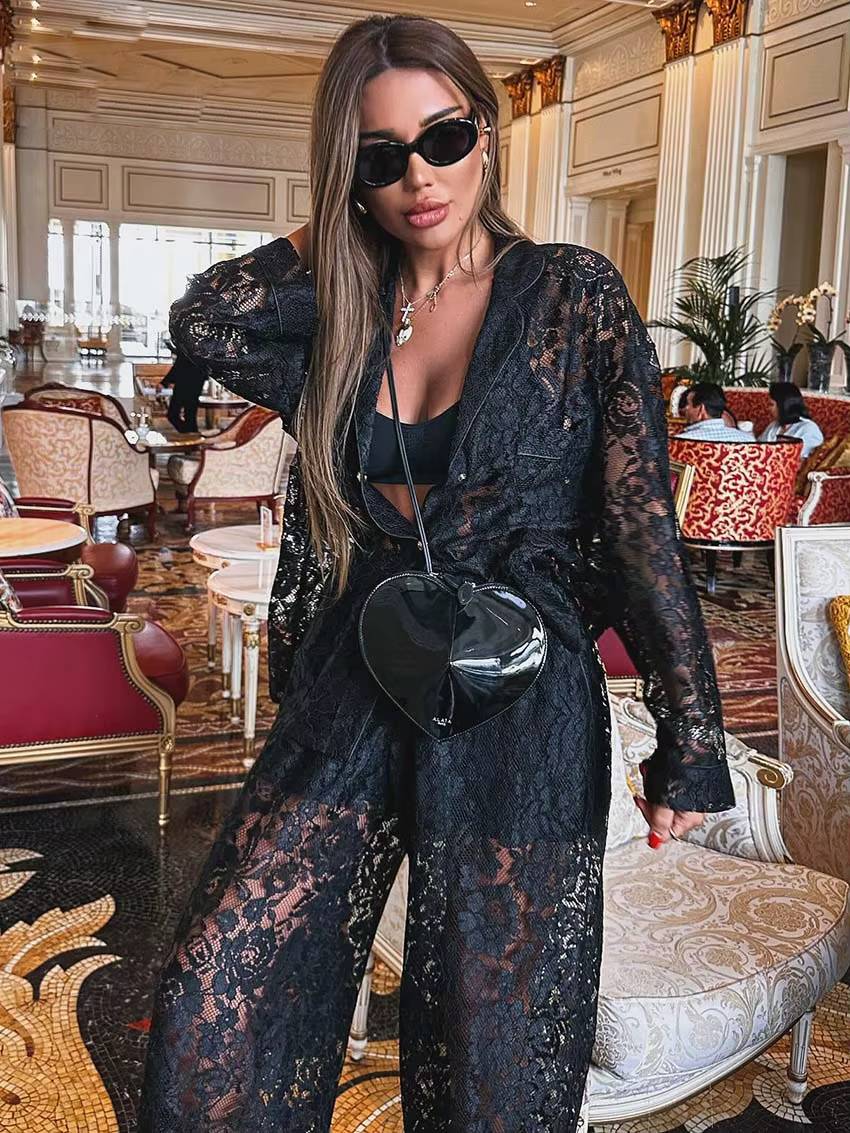 Casual Long Sleeve Button Shirts And High Waist Straight Trousers 2 Piece Set