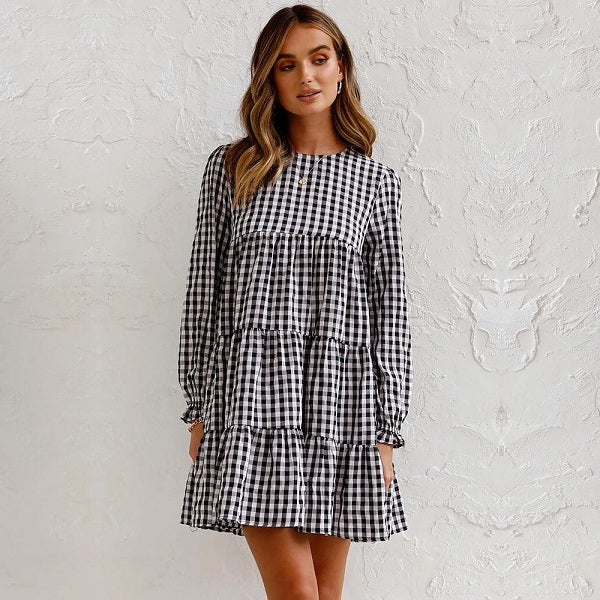 Casual Long Sleeve O-neck Dress