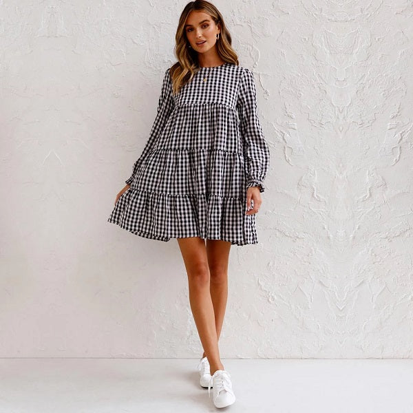 Casual Long Sleeve O-neck Dress