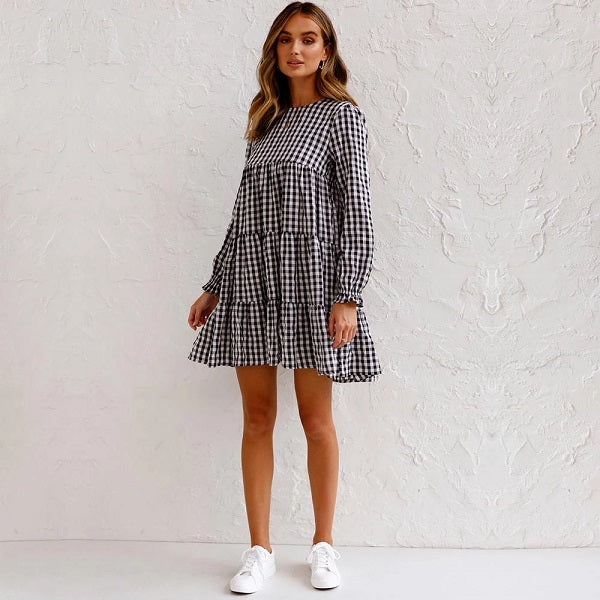 Casual Long Sleeve O-neck Dress