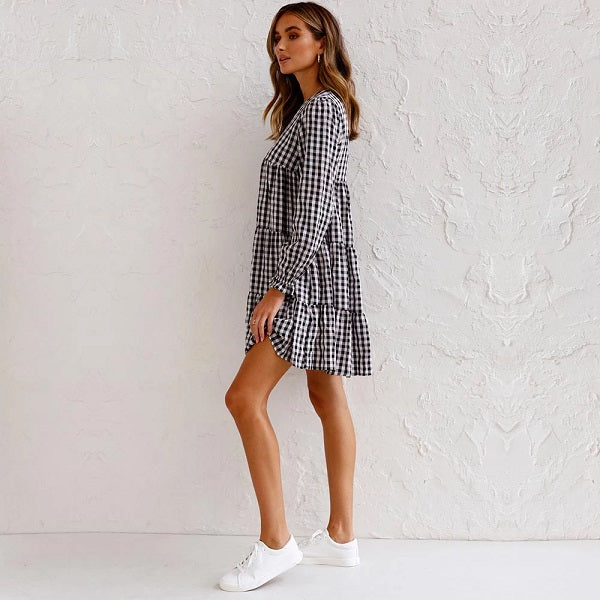Casual Long Sleeve O-neck Dress