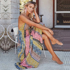 Casual Long V-neck Print Dress