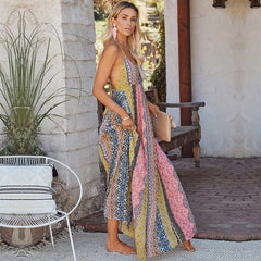 Casual Long V-neck Print Dress