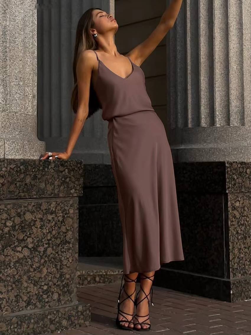 Casual Loose Sleeveless Tank Top With High Waist Midi Skirt 2 Piece Sets