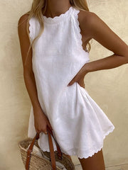 Casual O-Neck Loose Tank Beach Mini Dress