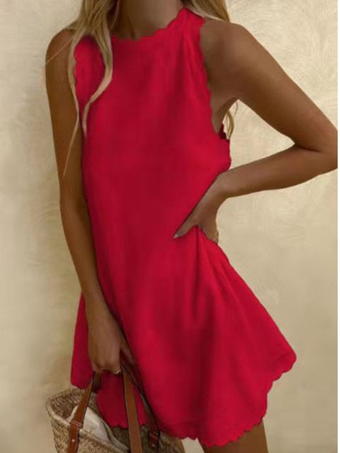 Casual O-Neck Loose Tank Beach Mini Dress