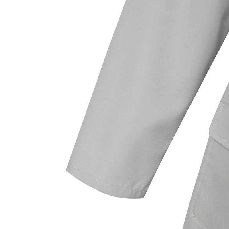 Casual OL Work Playsuits Elegant Solid Overalls Long Sleeve Lapel Neck Jumpsuits Dungarees