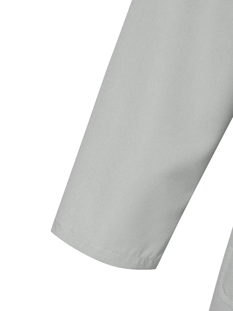 Casual OL Work Playsuits Elegant Solid Overalls Long Sleeve Lapel Neck Jumpsuits Dungarees