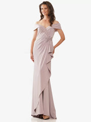 Casual Off-The-Shoulder Mermaid Applique Floor-Length Sleeveless Dresses