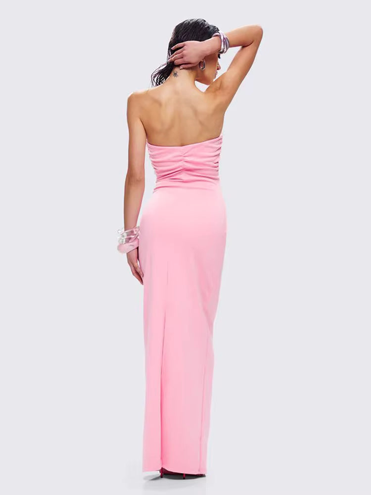 Casual Off-shoulder V Neck Backless Sleeveless Bodycon Maxi Dress