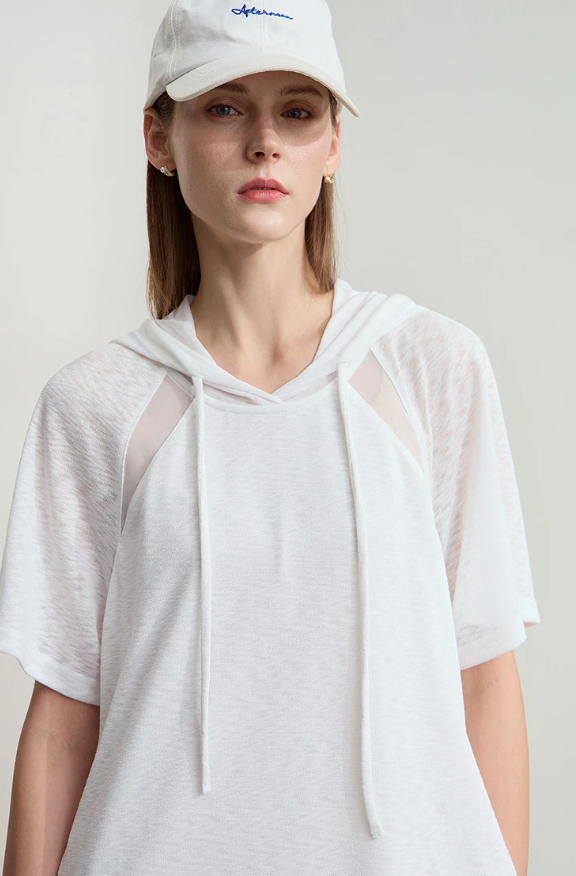 Casual Office Lady Solid Color Mesh Hood Loose Light Comfort Knit Dresses