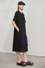 Casual Office Lady Solid Color Mesh Hood Loose Light Comfort Knit Dresses