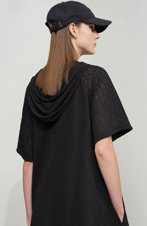 Casual Office Lady Solid Color Mesh Hood Loose Light Comfort Knit Dresses