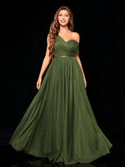 Casual One shoulder Irregular Sequin Belt Mesh Full Skirt Evening Party Ball Bridesmaid Maxi Dress  