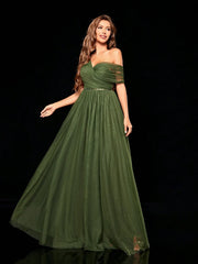 Casual One shoulder Irregular Sequin Belt Mesh Full Skirt Evening Party Ball Bridesmaid Maxi Dress  