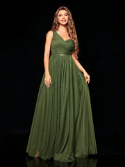 Casual One shoulder Irregular Sequin Belt Mesh Full Skirt Evening Party Ball Bridesmaid Maxi Dress  