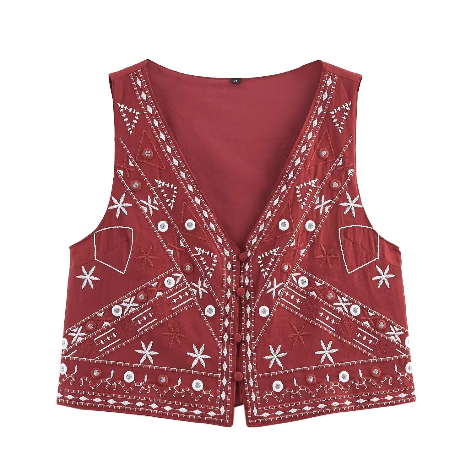 Casual Outfit Embroider Short Vest Tops Two Piece Set