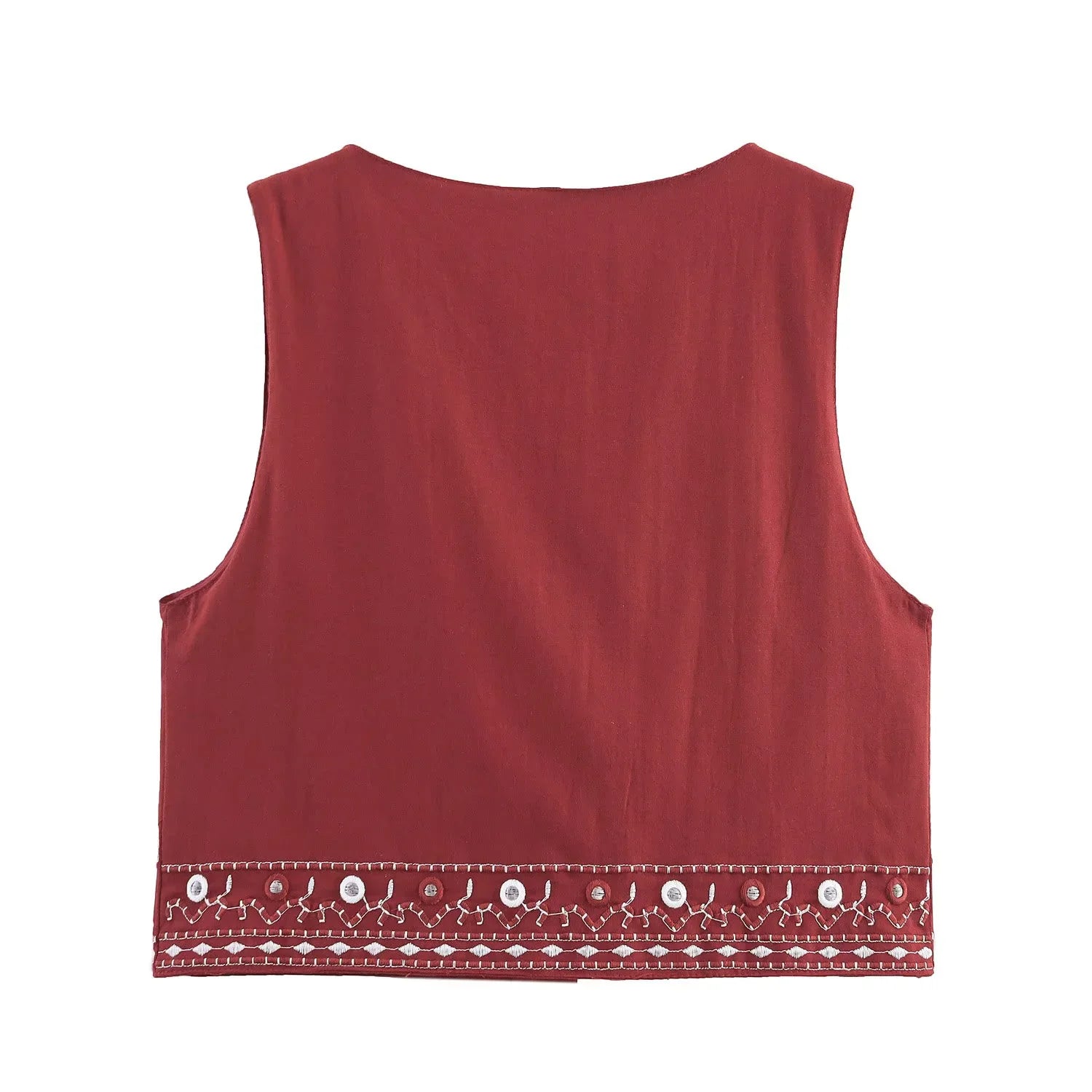 Casual Outfit Embroider Short Vest Tops Two Piece Set