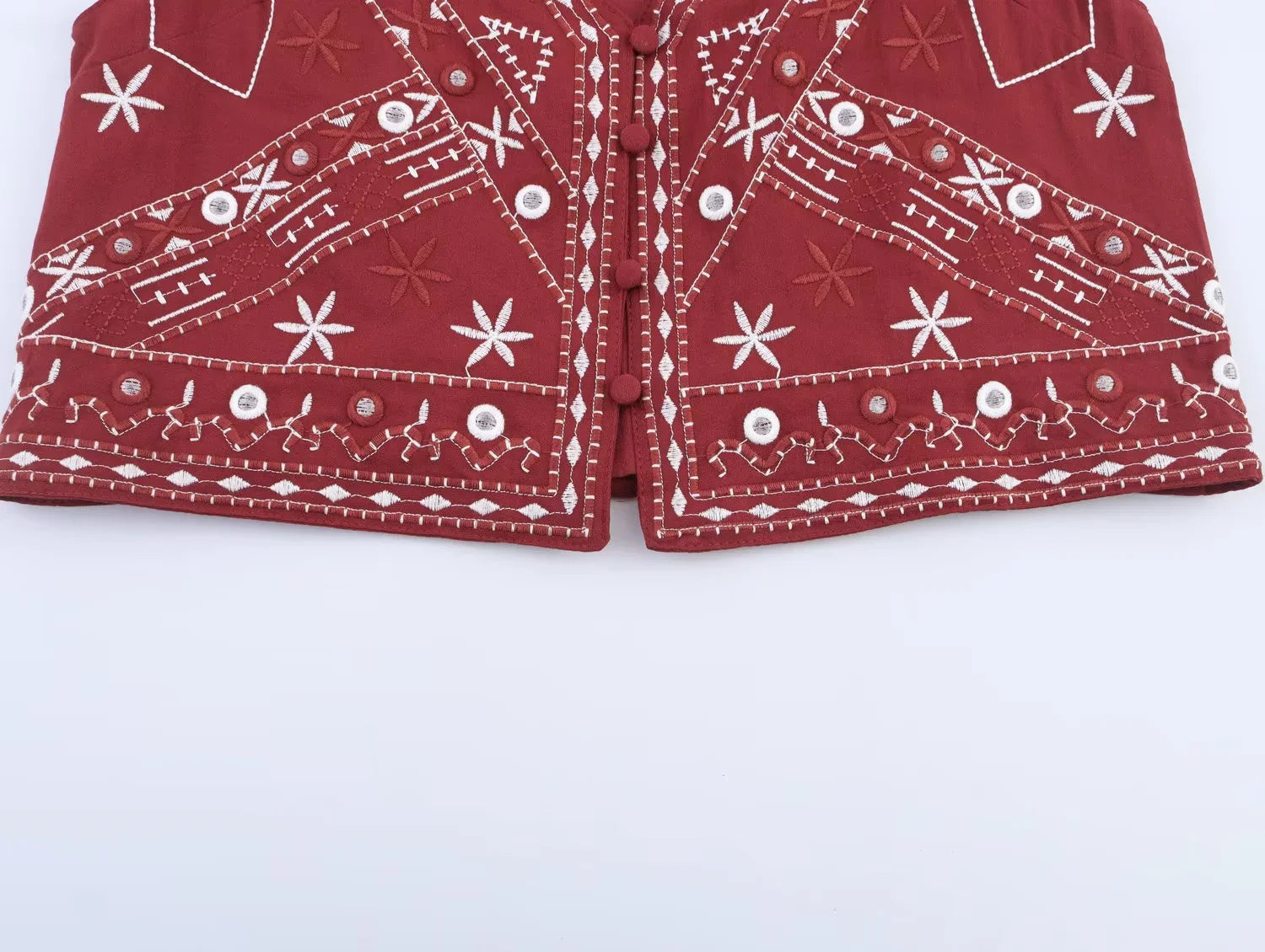 Casual Outfit Embroider Short Vest Tops Two Piece Set